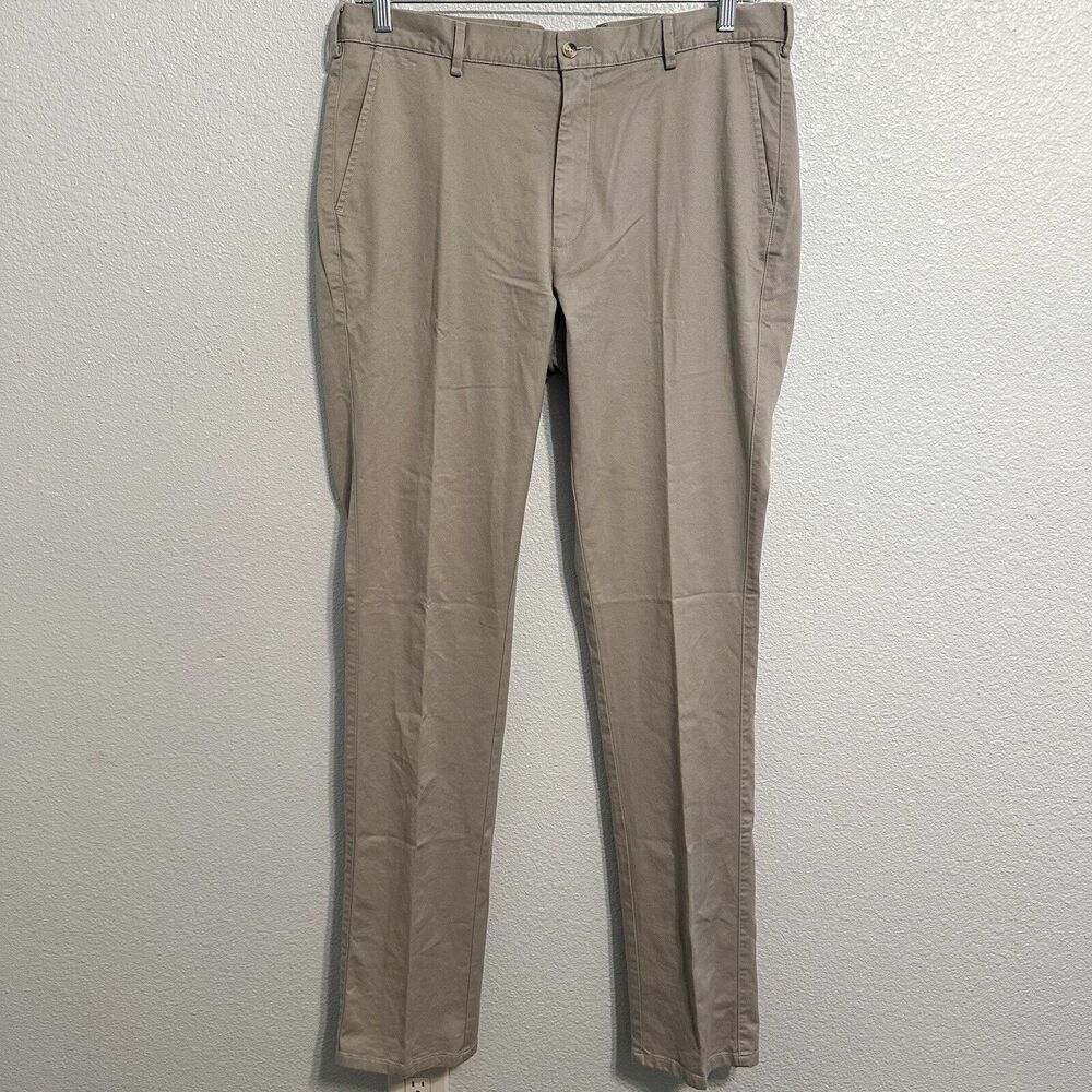 PETER MILLAR Pants Mens Size 36x37 Crown Pilot Flat Front Gray Golf Trouser